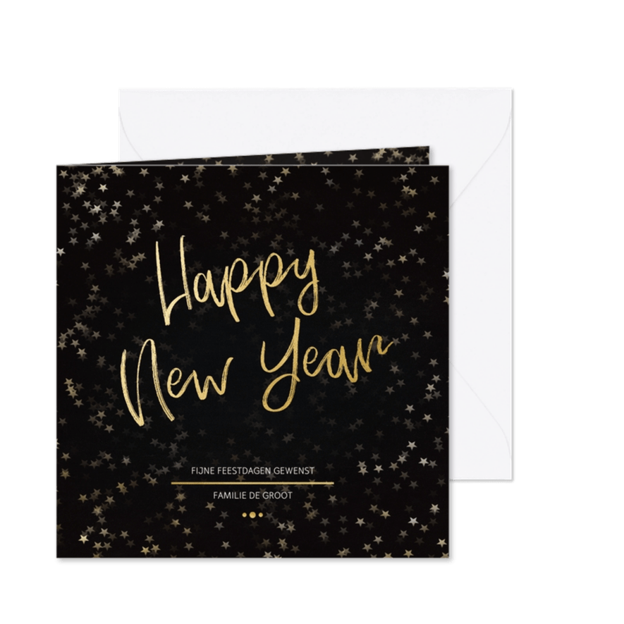 Nieuwjaarskaart zwart en goud - Kaartimpressie