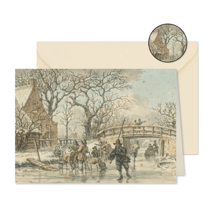 Nostalgische Kerstkaart met kunst van een Hollandse schilder - Kaartimpressie
