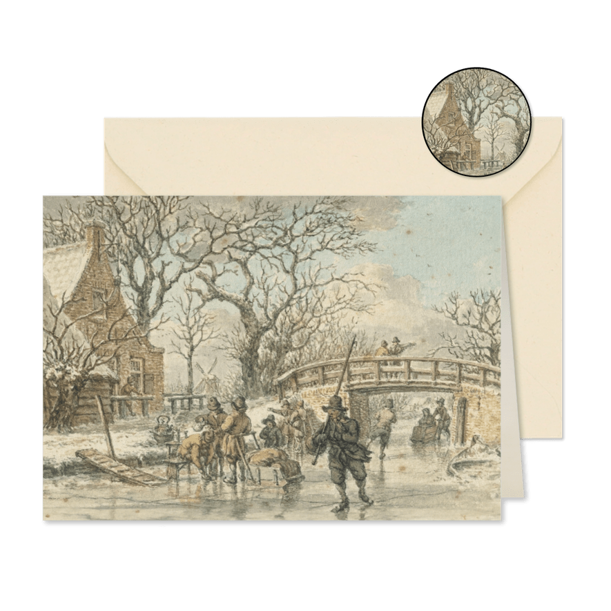 Nostalgische Kerstkaart met kunst van een Hollandse schilder - Kaartimpressie