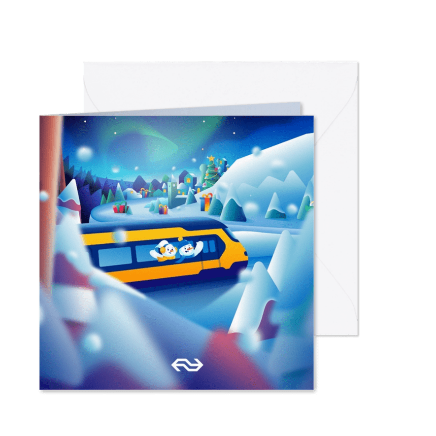 NS Wintercity vierkant sneeuwpoppen in trein - Kaartimpressie
