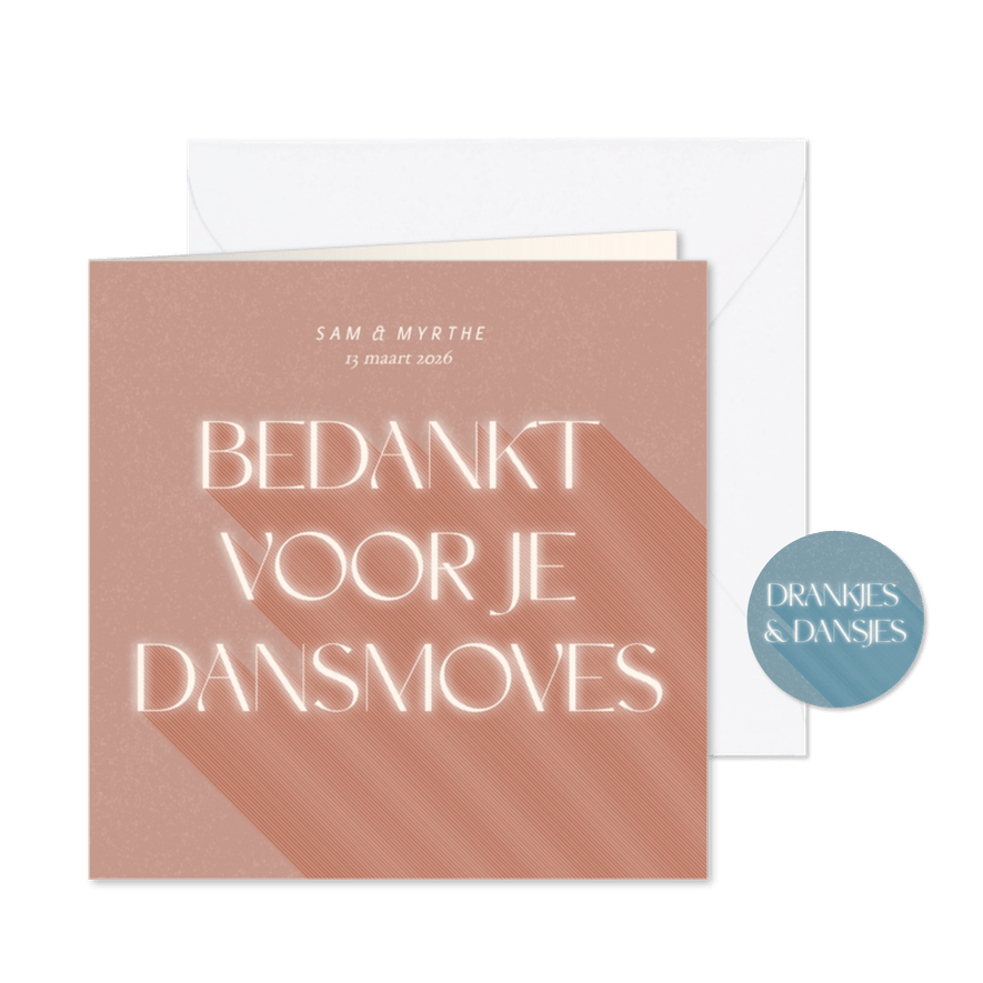 Origineel trouwkaartje bedankt voor je dansmoves - Kaartimpressie