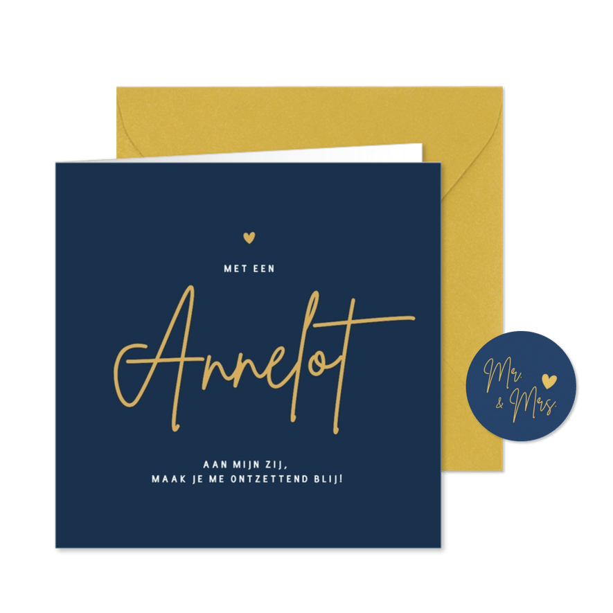 Originele kaart om iemand als getuige te vragen - met naam - Kaartimpressie