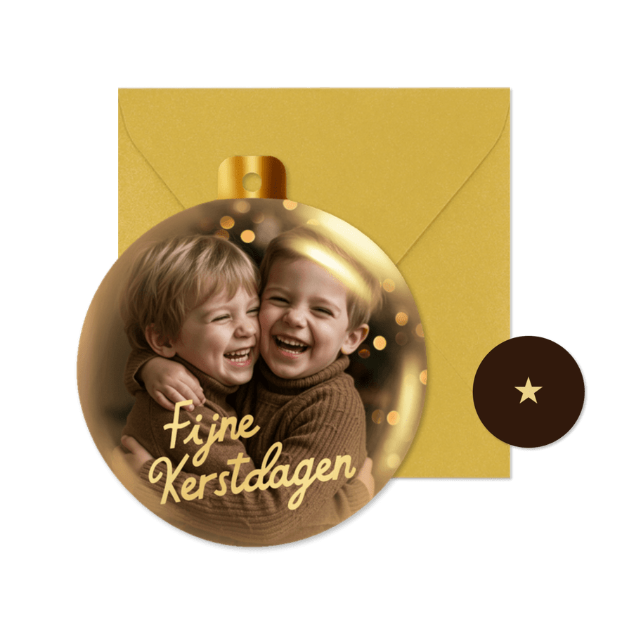 Originele kerstbal kerstkaart met foto - Kaartimpressie