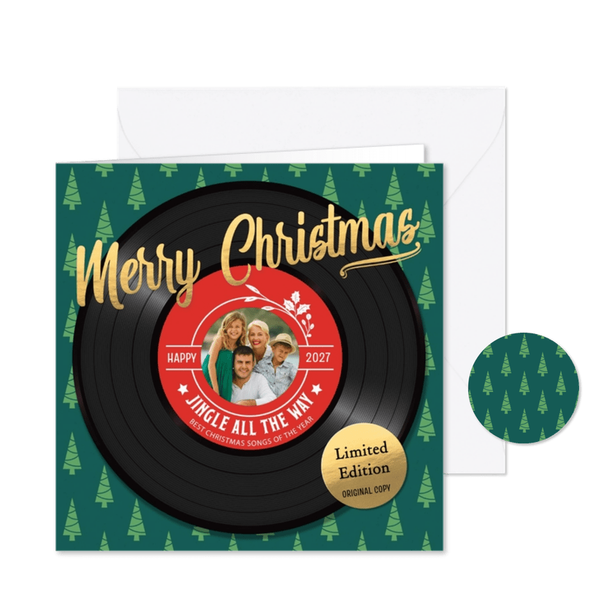 Originele kerstkaart LP Merry Christmas - Kaartimpressie