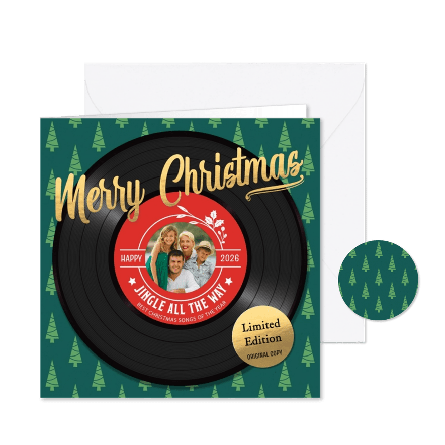 Originele kerstkaart LP Merry Christmas - Kaartimpressie