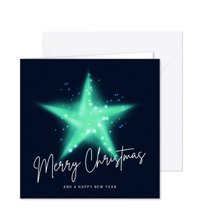 Originele kerstkaart met ster en lichtjes - Kaartimpressie