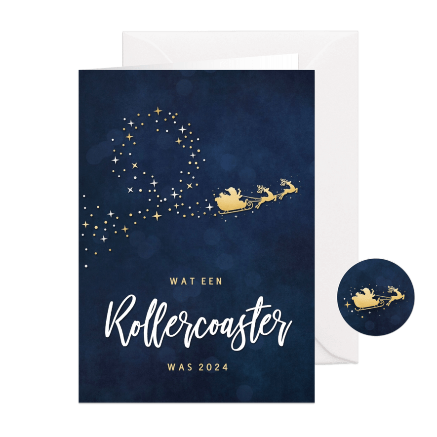 Originele kerstkaart - rollercoaster jaar 2024 - Kaartimpressie