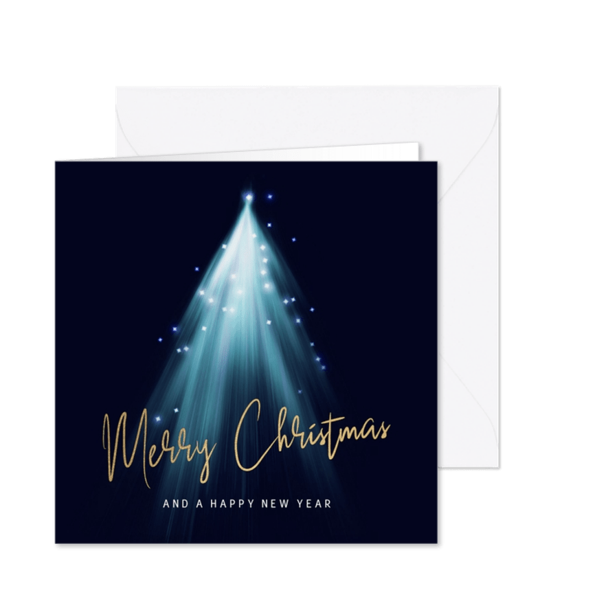 Originele kerstkaarten met kerstboom en lichtjes - Kaartimpressie