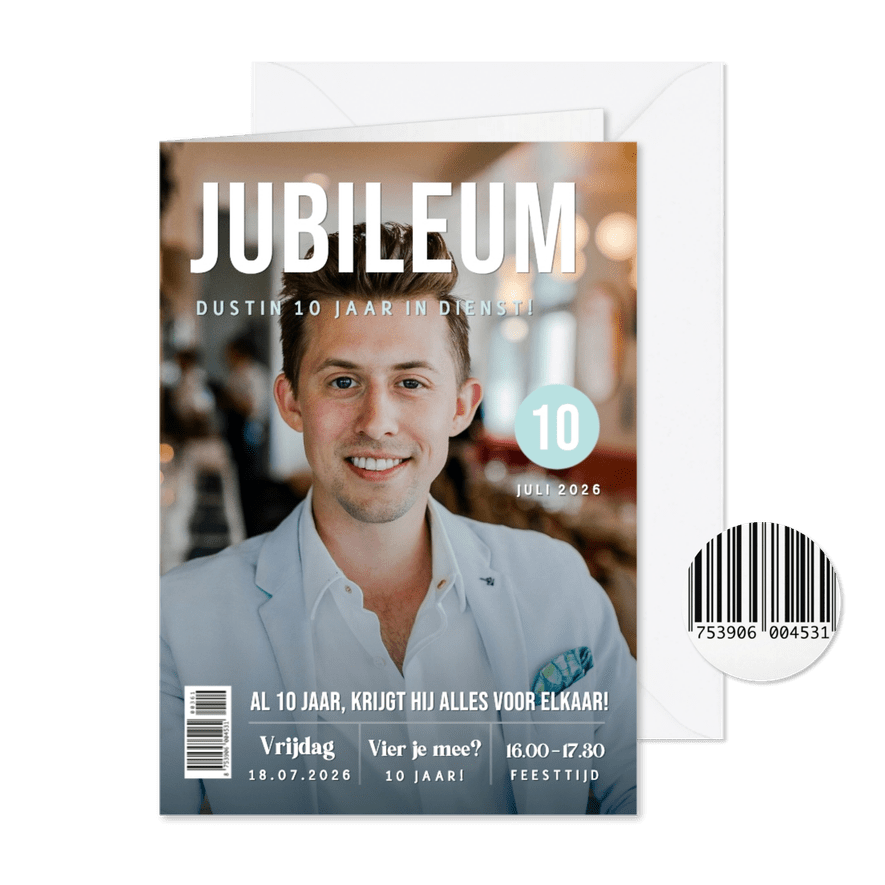 Originele magazine tijdschrift kaart jubileum medewerker  - Kaartimpressie