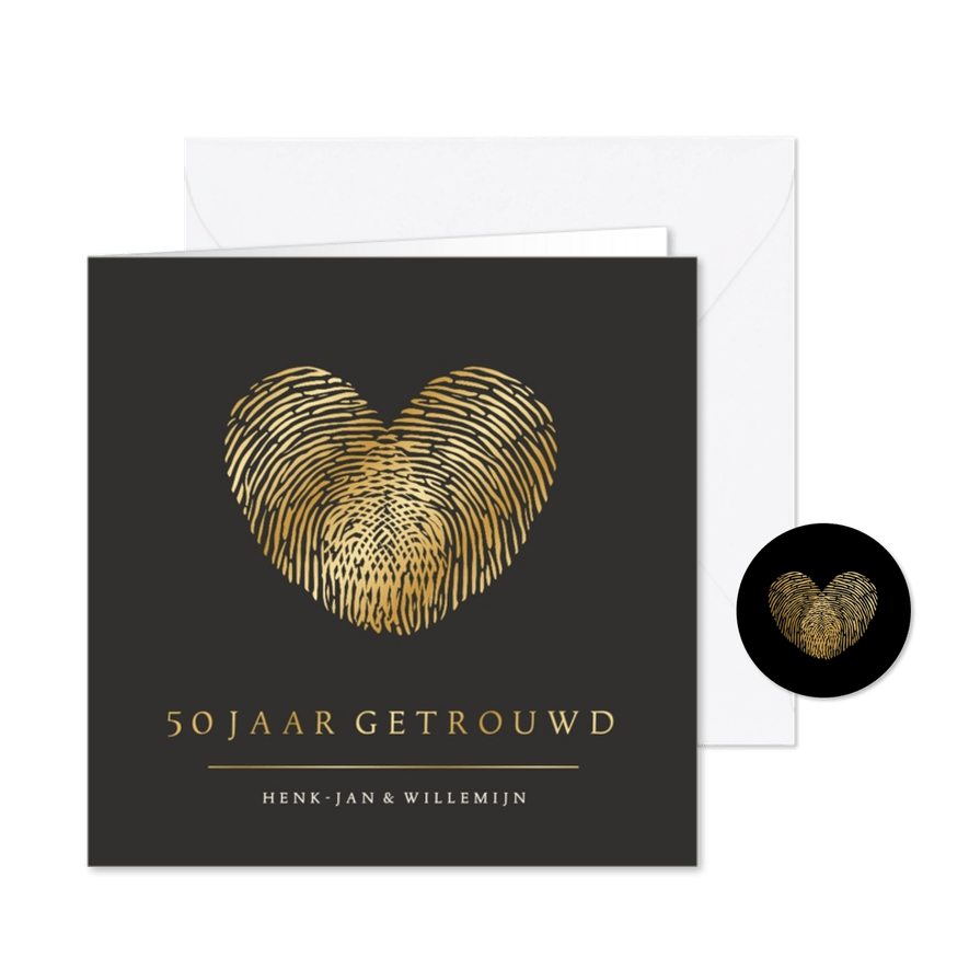 Originele uitnodiging gouden huwelijk met vingerafdrukken - Kaartimpressie