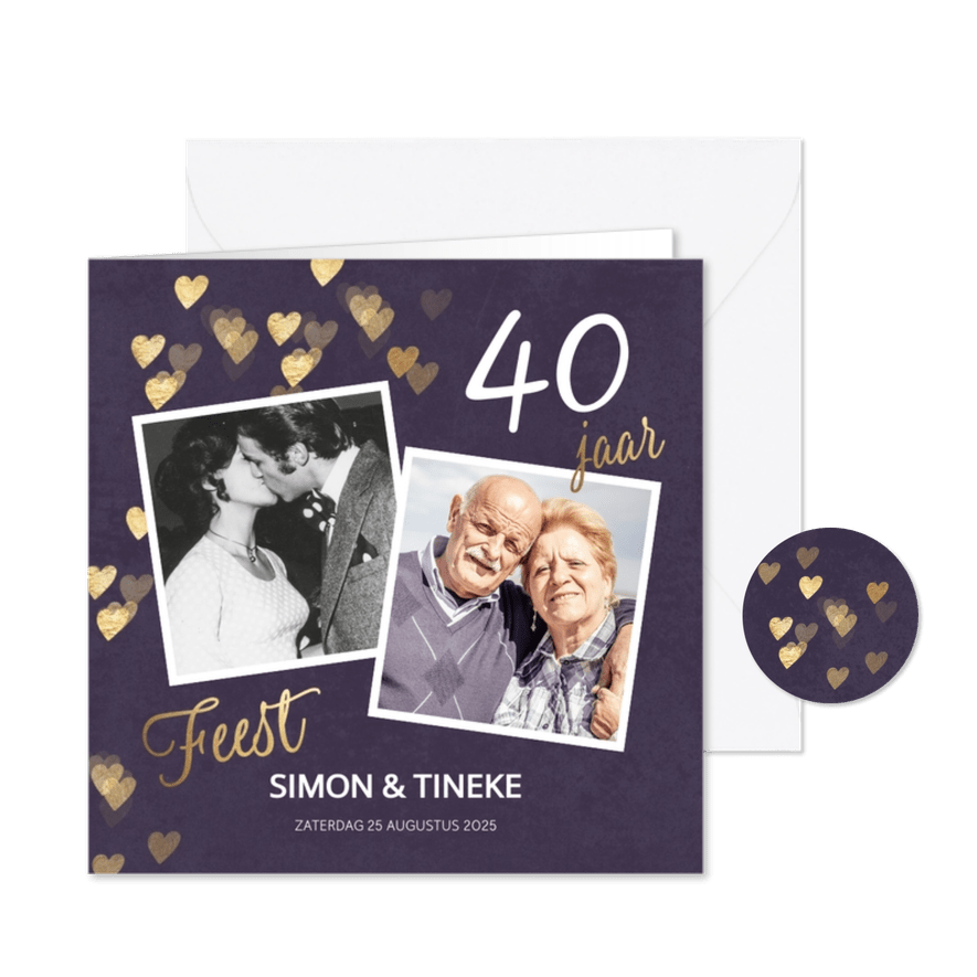 Originele uitnodiging huwelijk jubileum 40 jaar - Kaartimpressie