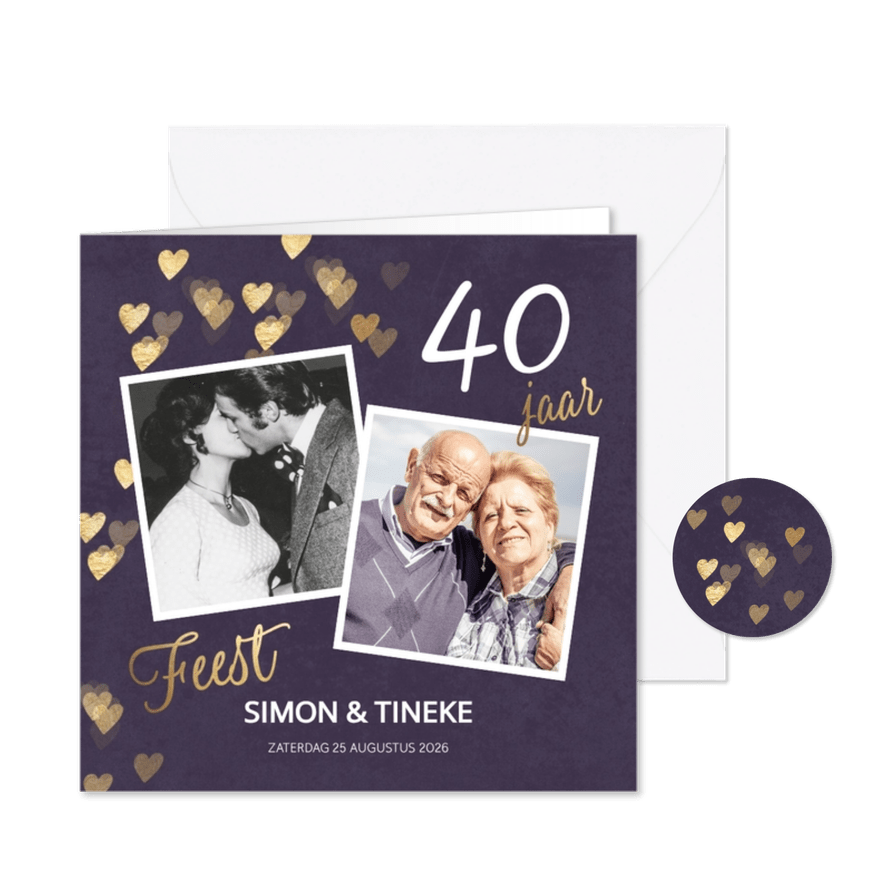 Originele uitnodiging huwelijk jubileum 40 jaar - Kaartimpressie