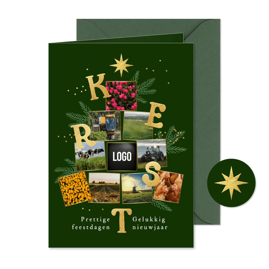Originele zakelijke kerstkaart kerstboom fotocollage kerst - Kaartimpressie