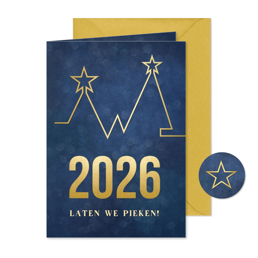 Originele zakelijke nieuwjaarskaart pieken in 2026 grafiek - Kaartimpressie