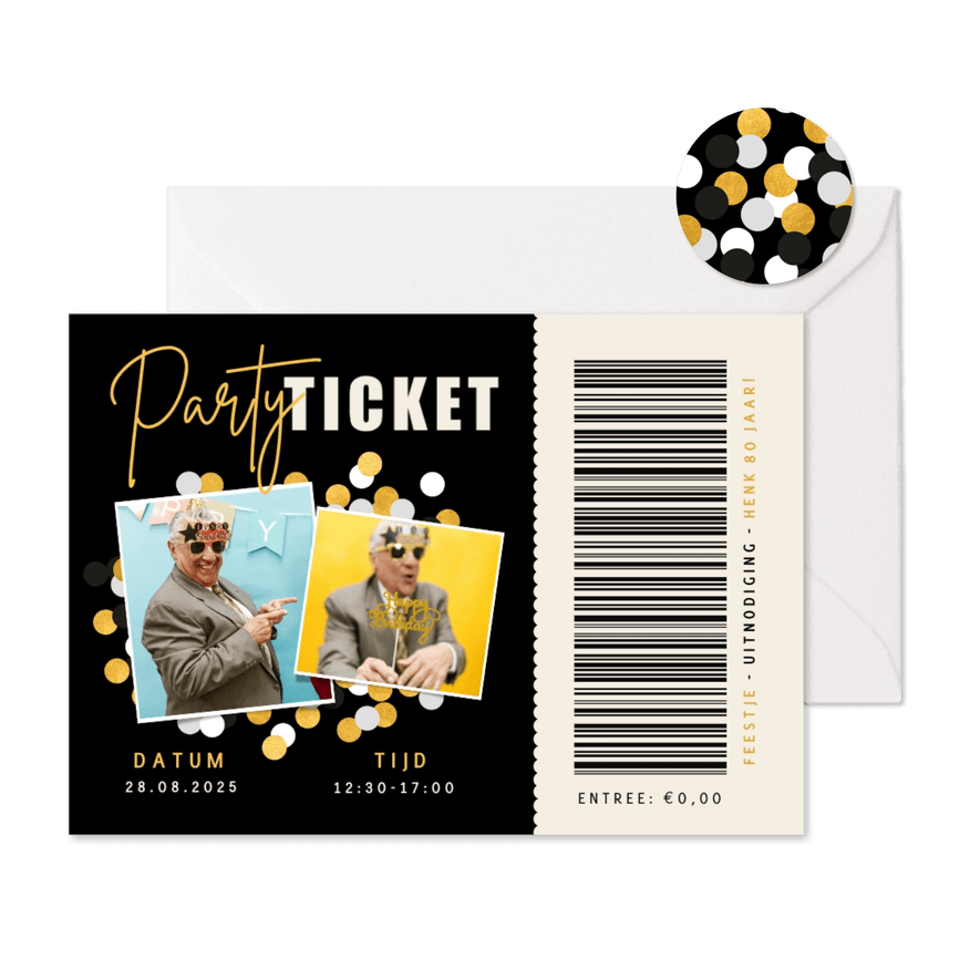 Party ticket uitnodiging verjaardag als een entreebewijs - Kaartimpressie