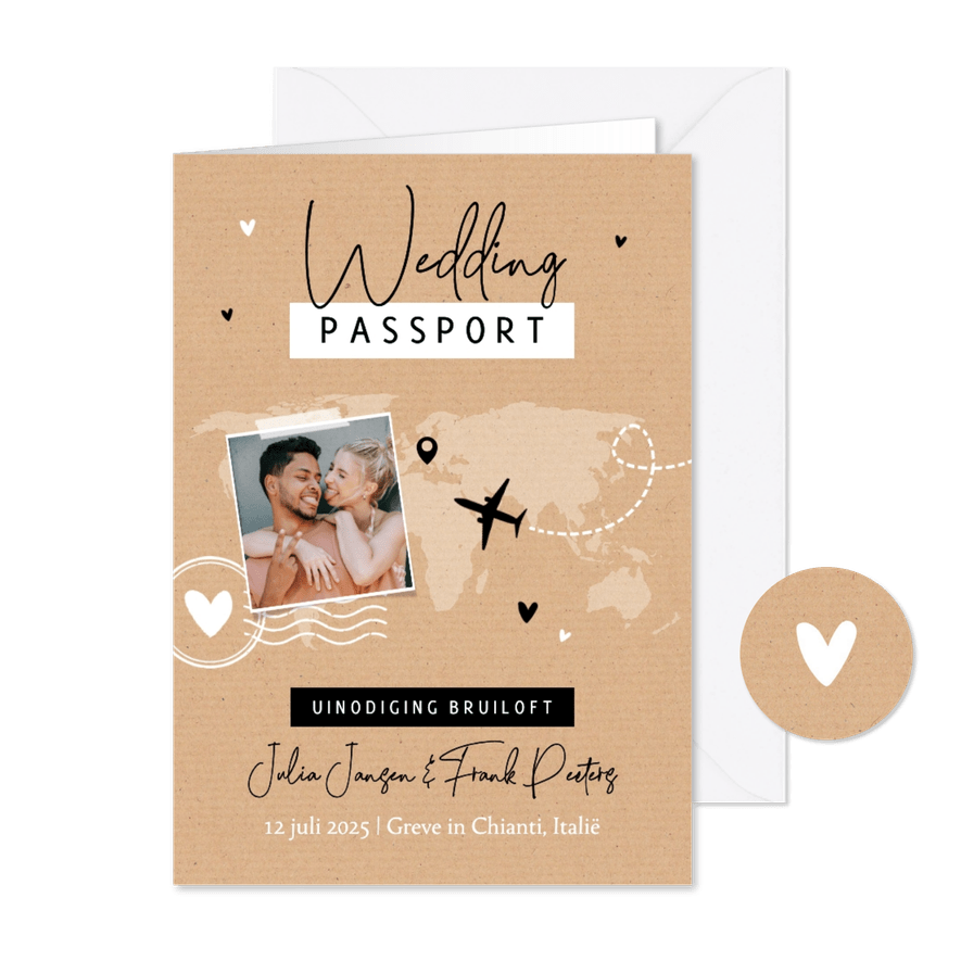 Paspoort trouwkaart kraftlook landkaart reizen foto - Kaartimpressie