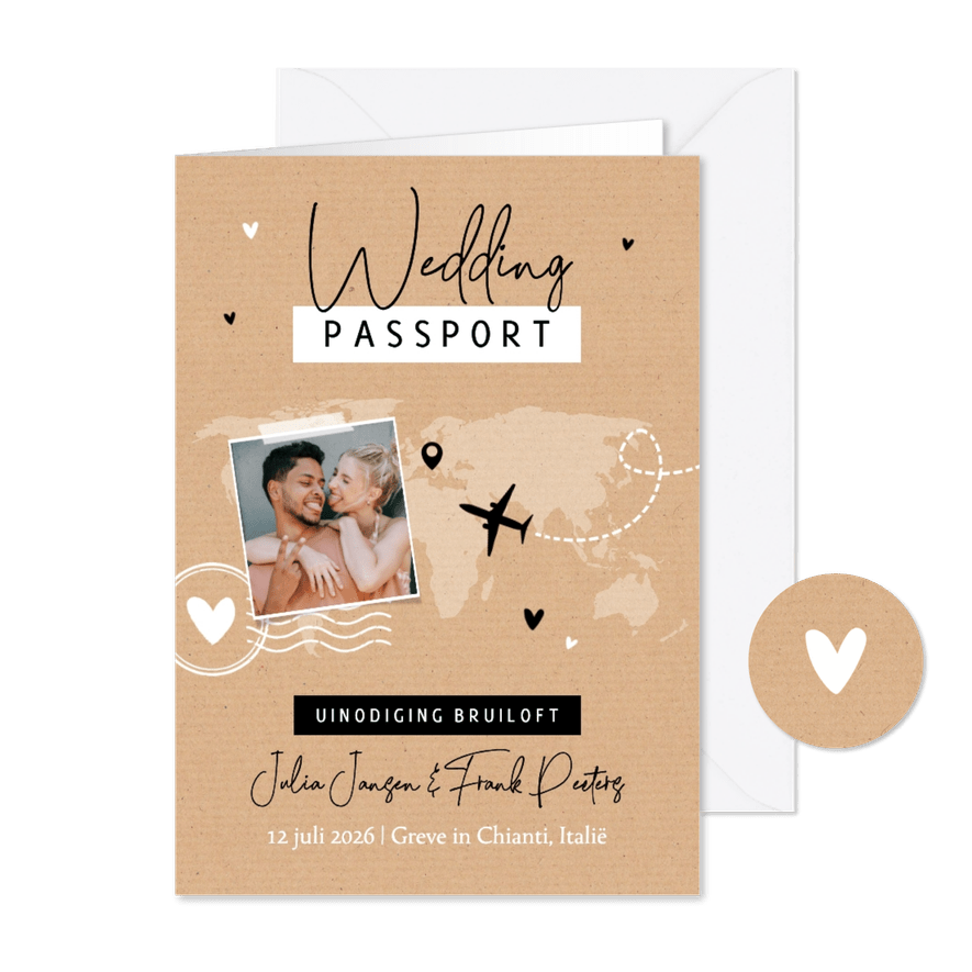 Paspoort trouwkaart kraftlook landkaart reizen foto - Kaartimpressie