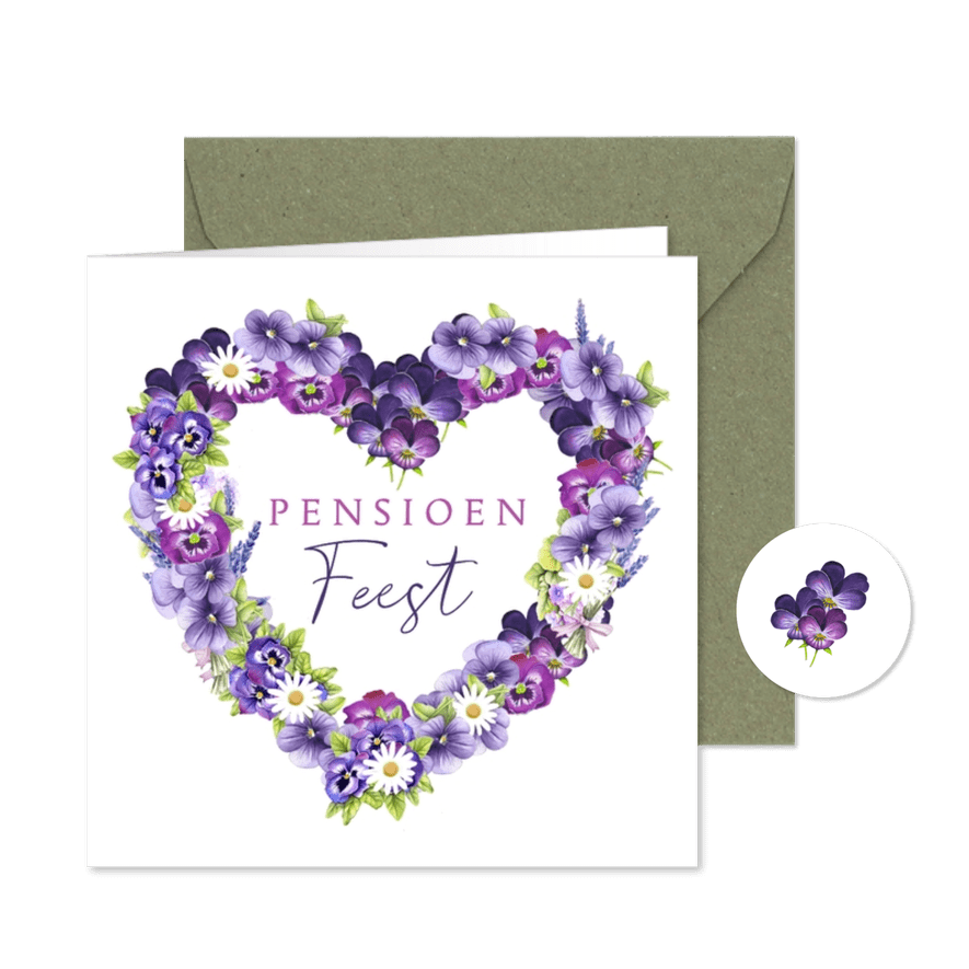 Pensioen feest viooltjes - Kaartimpressie
