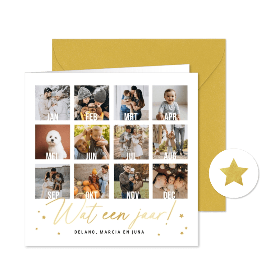 Persoonlijke fotokaart kerst nieuwjaar jaaroverzicht foto's  - Kaartimpressie
