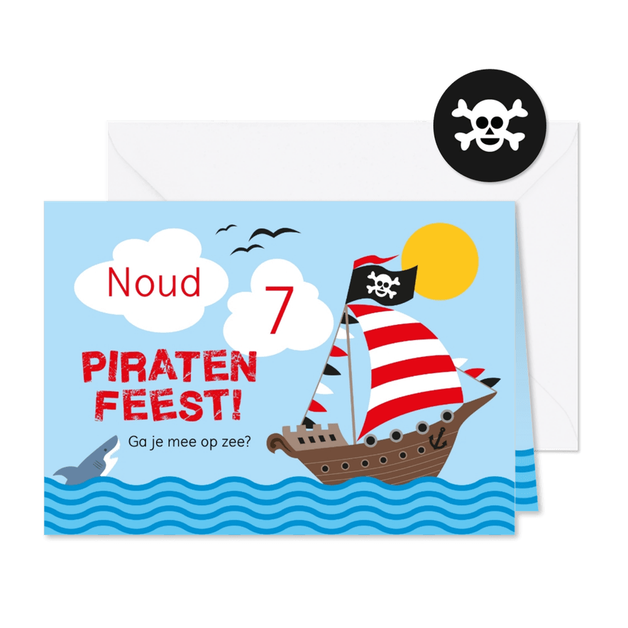 Piratenfeest uitnodiging piratenschip - Kaartimpressie