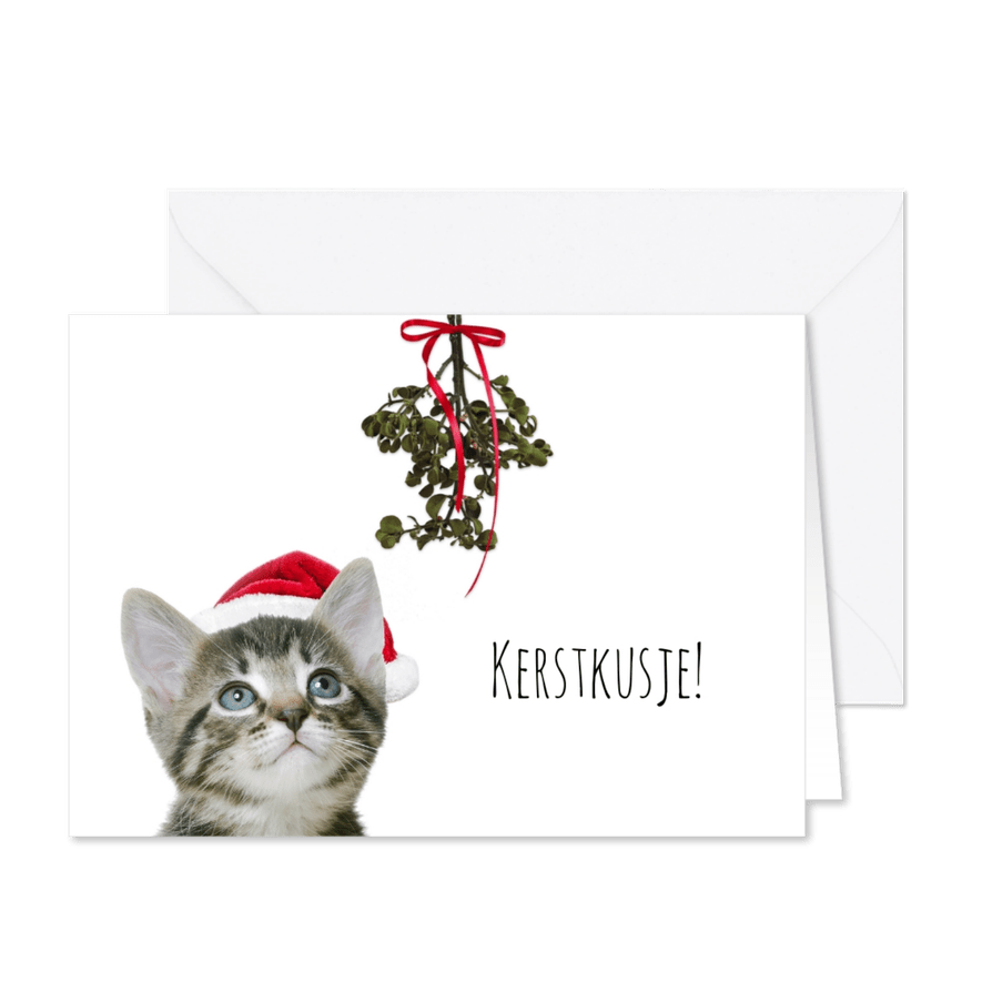 Poesje onder maretak-isf - Kaartimpressie