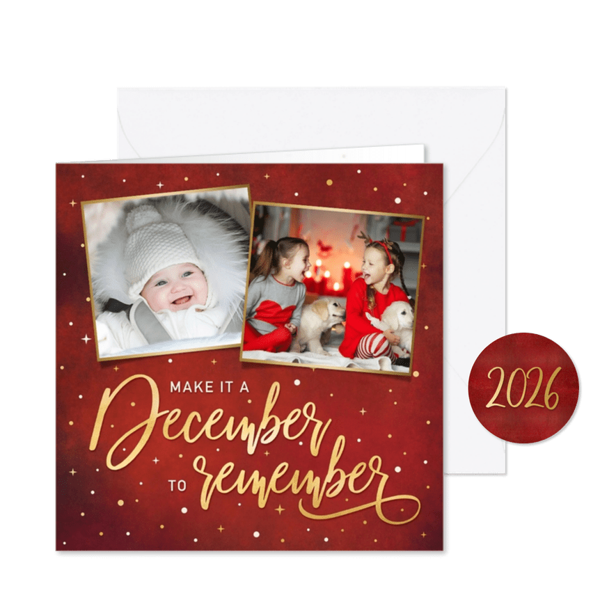 Positieve kerstkaart make it a december to remember - Kaartimpressie