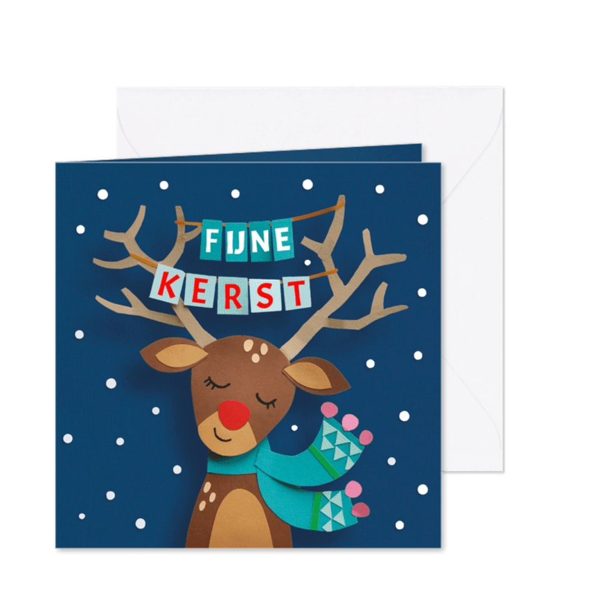 Rendier met vlaggetjes - Kaartimpressie