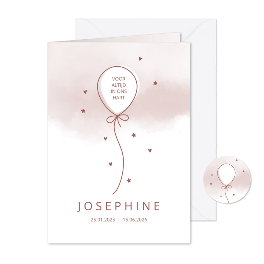 Rouw Ballon op waterverf achtergrond terracotta - Kaartimpressie