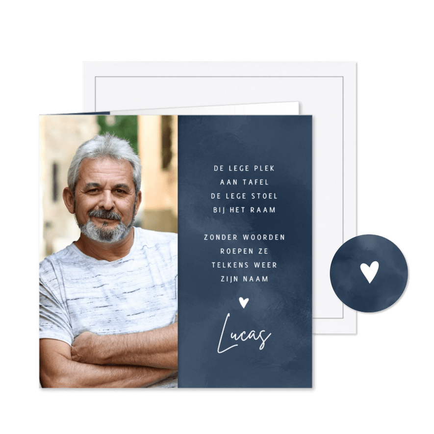 Rouw bedankt met foto en gedicht - Kaartimpressie