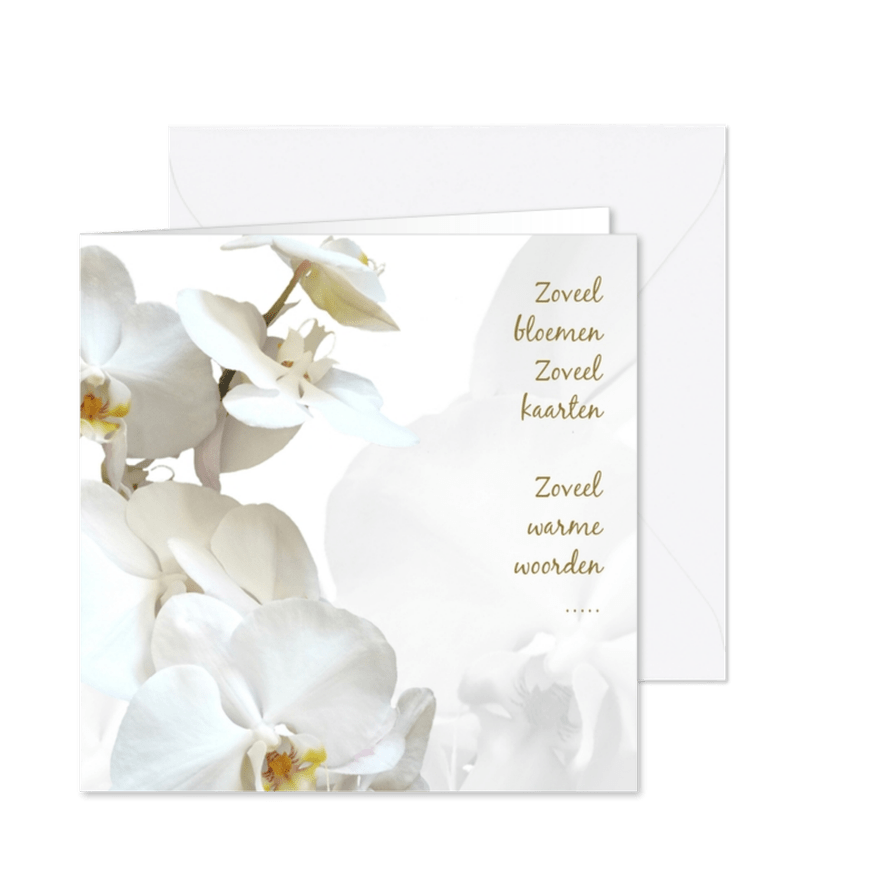 Rouw bedankt Orchidee - hemels wit - Kaartimpressie