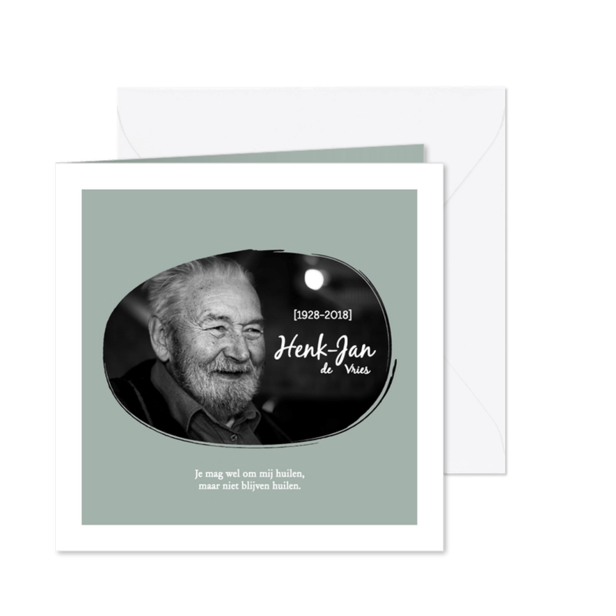 Rouw- of condoleancekaart met foto - Kaartimpressie