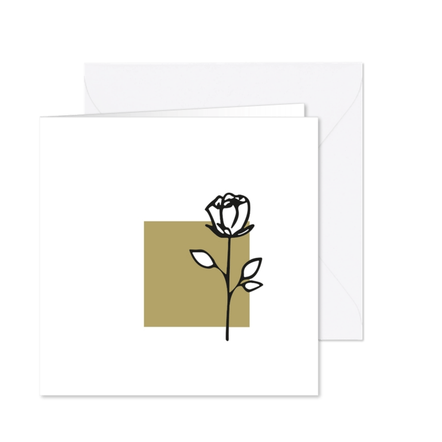 Rouw roos zwart wit goudbruin - Kaartimpressie