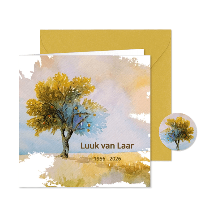 Rouw waterverf zomerse boom - Kaartimpressie