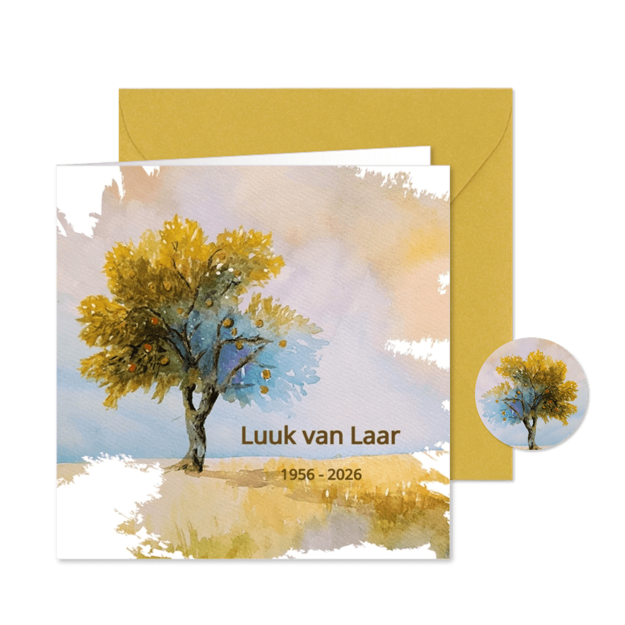 Rouw waterverf zomerse boom - Kaartimpressie