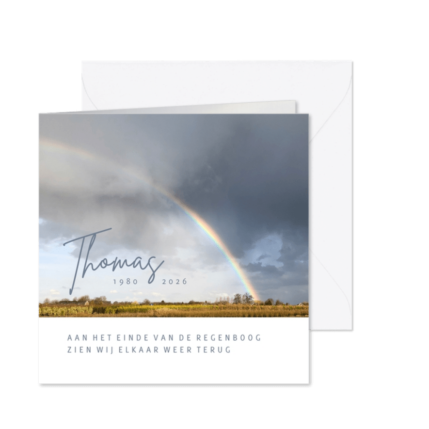 Rouwkaart aan het einde van de regenboog - Kaartimpressie