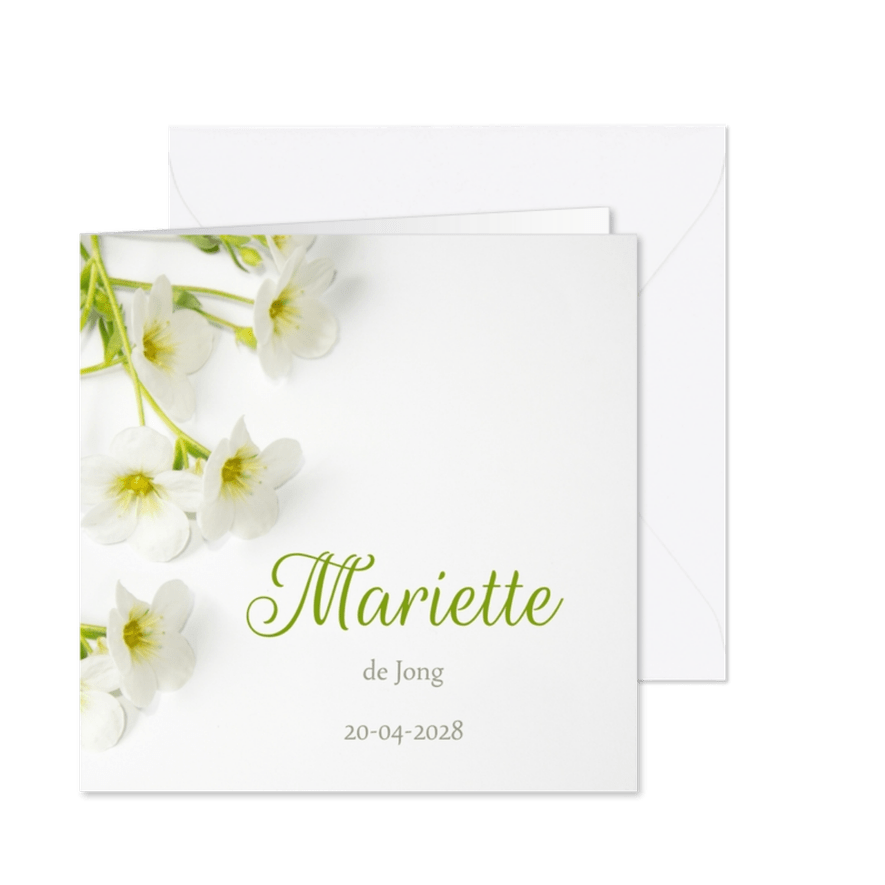 Rouwkaart aankondiging bloemen - Kaartimpressie