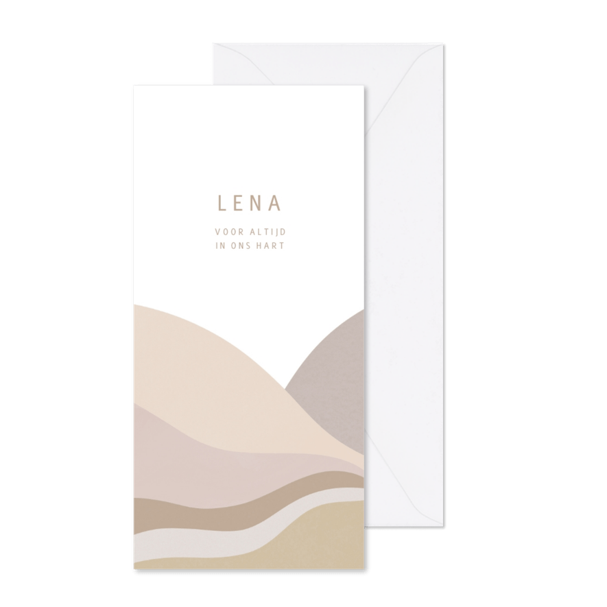 Rouwkaart abstract landschap in beige roze tinten - Kaartimpressie