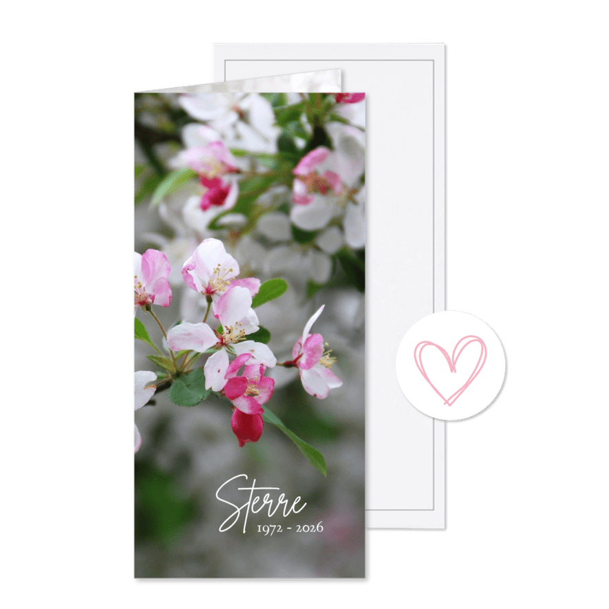 Rouwkaart appelbloesem - Kaartimpressie