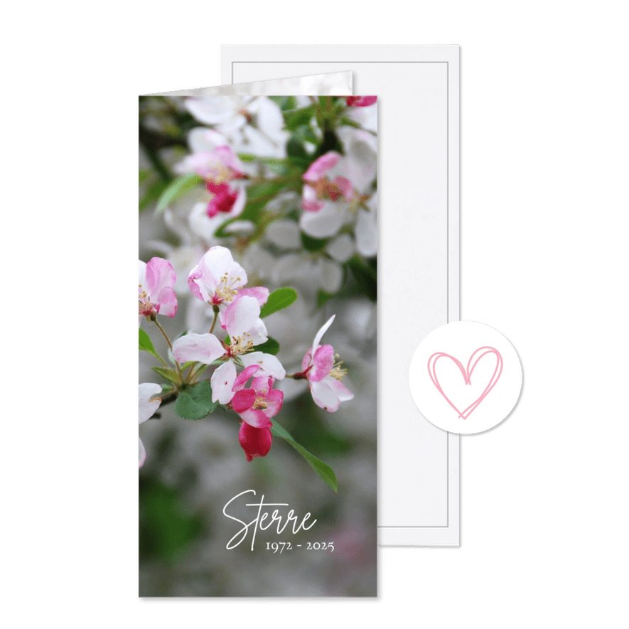 Rouwkaart appelbloesem - Kaartimpressie