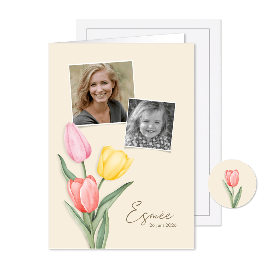 Rouwkaart aquarel tulpen - Kaartimpressie