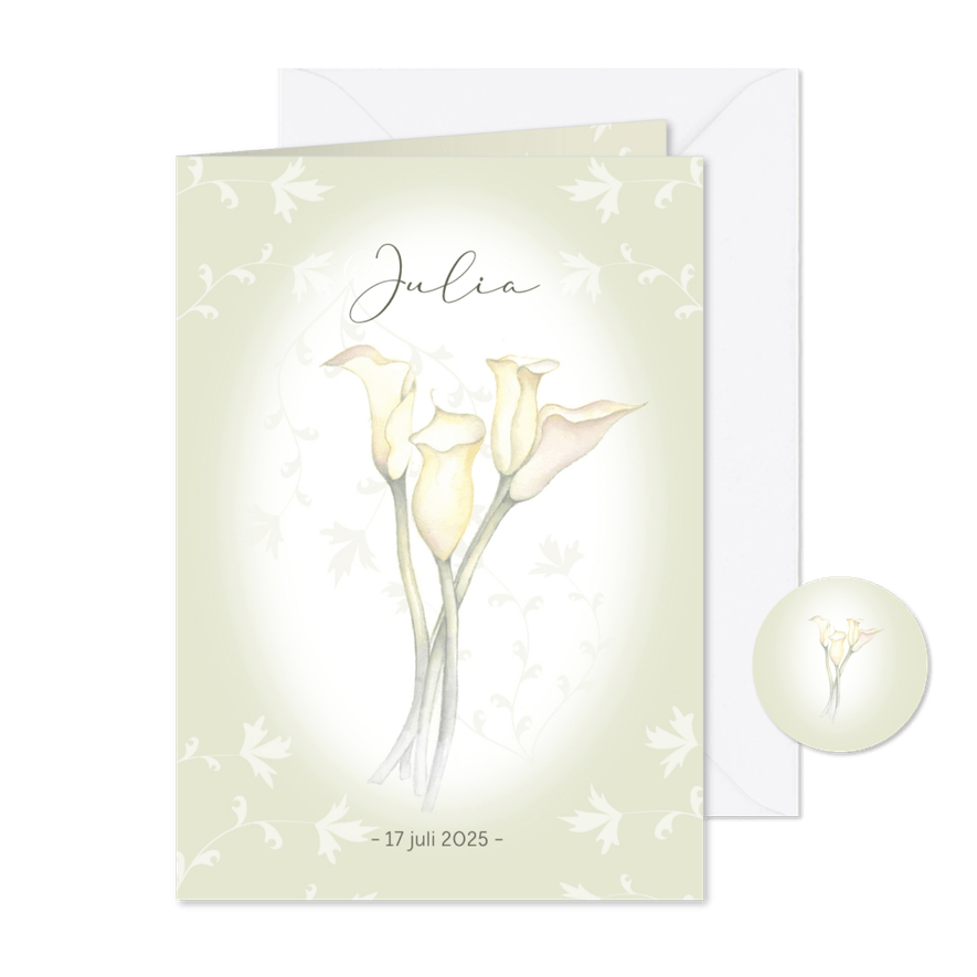 Rouwkaart aquarelbloemen - Kaartimpressie