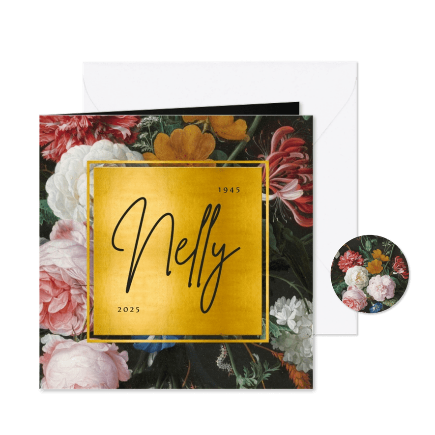 Rouwkaart barok klassieke bloemen Jan Davidsz de Heem - Kaartimpressie