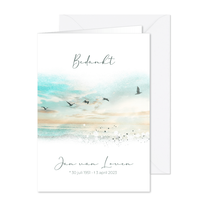 Rouwkaart bedankt horizon vogelvlucht - Kaartimpressie
