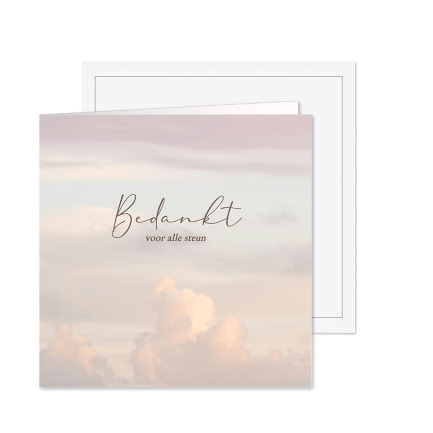 Rouwkaart bedankt met wolken klassiek - Kaartimpressie