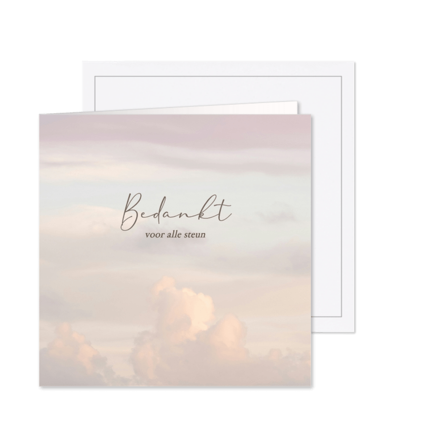 Rouwkaart bedankt met wolken klassiek - Kaartimpressie