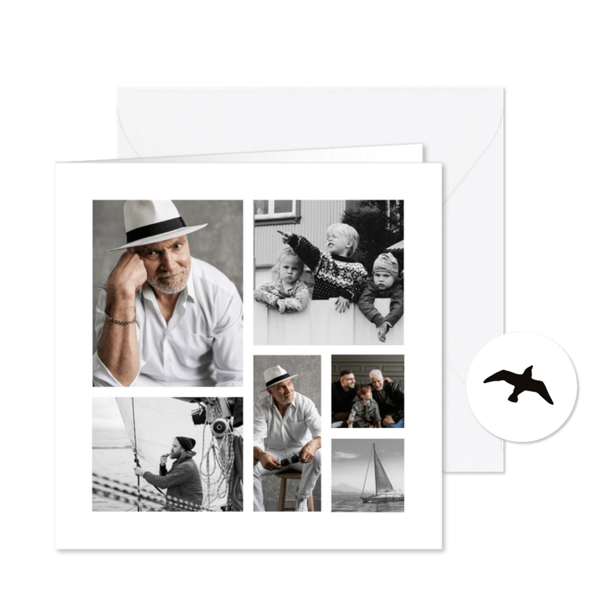 Rouwkaart bidprent herinneringskaartje fotocollage vogels - Kaartimpressie