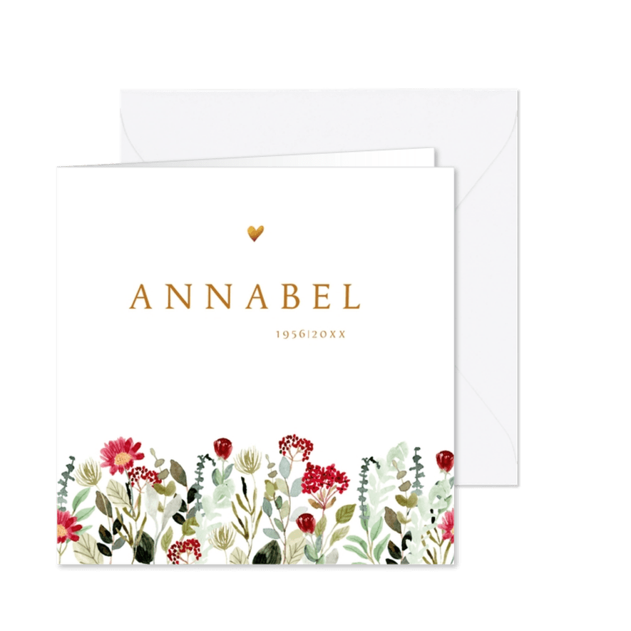 Rouwkaart - bloemen met foto - Kaartimpressie