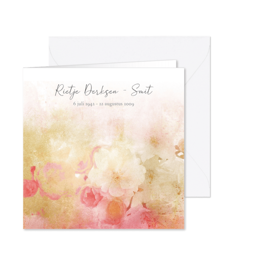 Rouwkaart bloesem zacht roze afscheid - Kaartimpressie