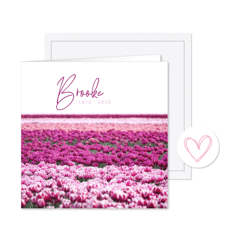 Rouwkaart bollenveld tulpen - Kaartimpressie
