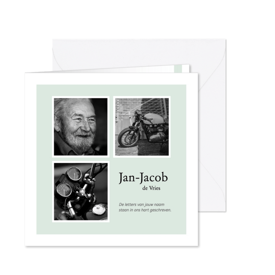 Rouwkaart - collage met foto's - Kaartimpressie